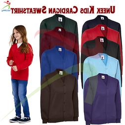Uneek CHILDRENS CARDIGAN Button Up Sweatshirt PE Jumper Girl