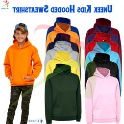 Uneek CHILDRENS HOODED SWEATSHIRT Kids Plain Hoodie Classic 
