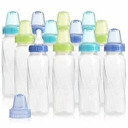 Evenflo Feeding Classic Twist Clear Bottles, Green/Blue/Oran