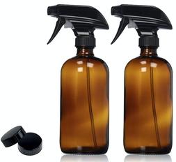 NEW Pack of 2 Empty Amber Glass Spray Bottle - Large 16 oz R