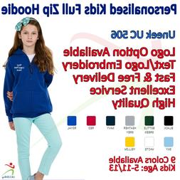 Personalised Kids Full Zip Pullover Hoodie Custom School Wea